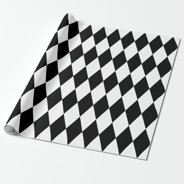 Extra Large Black and White Harlequin Presentpapper (Utrullad)