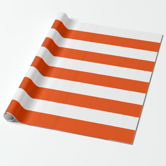 Extra Large Bright Orange och White Rand Presentpapper (Utrullad)
