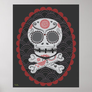 Extra Large Day of the dead Sugar Skull Vector Art Poster