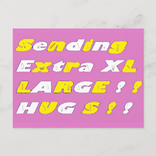 Extra Large Hugs-design rosa gul vit grafik Vykort (Framsida)