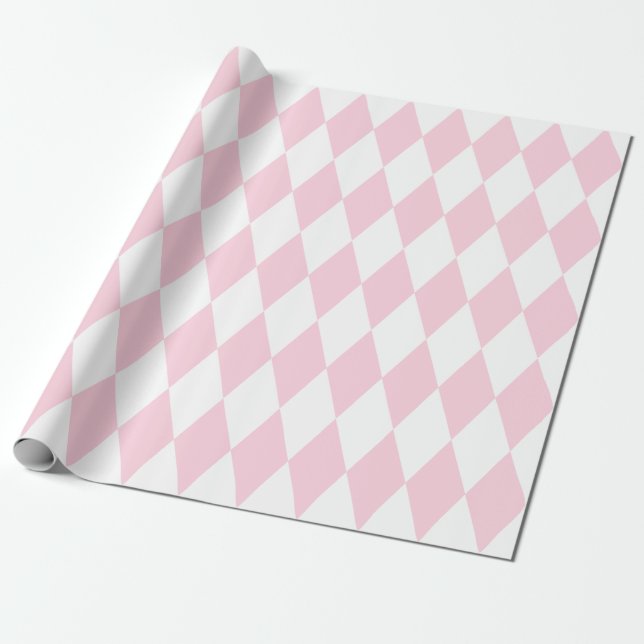 Extra Large Ljus rosa och White Harlequin Presentpapper (Utrullad)