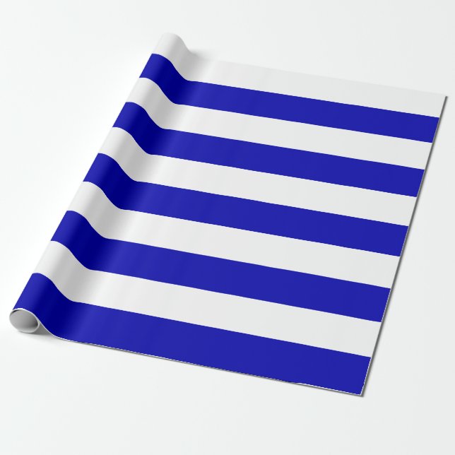 Extra Large Royal Blue and White Rand Presentpapper (Utrullad)