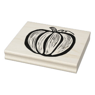 Extra Large Rustic Lino-cut Pumpkin Fall Halloween Stämpel