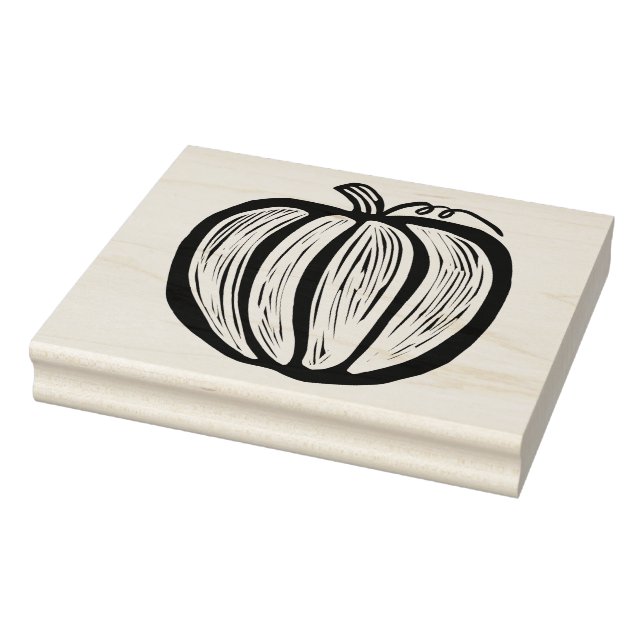 Extra Large Rustic Lino-cut Pumpkin Fall Halloween Stämpel (Stämpel)