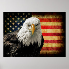 Extra Lg. Kraftfull USA Eagle-Flagga Poster