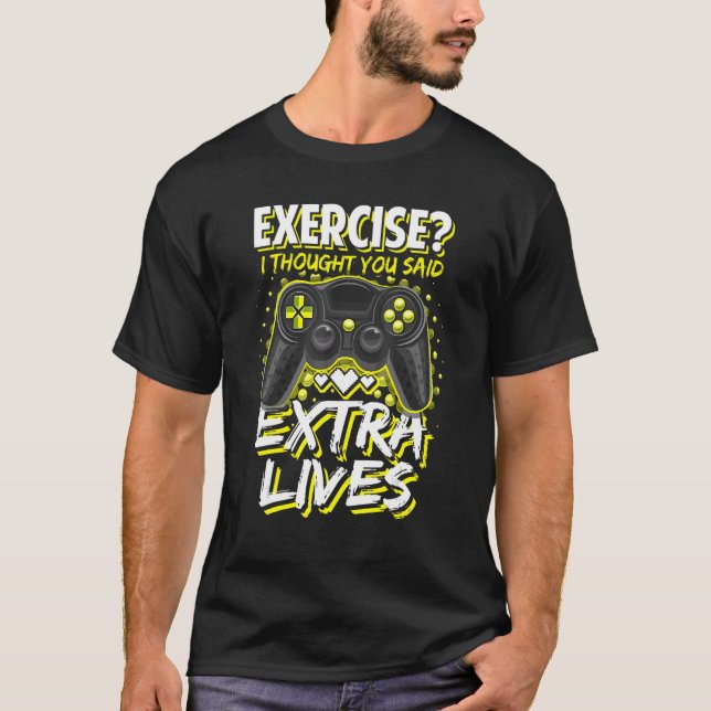 Extra Lives Video Game Controller Retro Gamer Boys T Shirt (Framsida)
