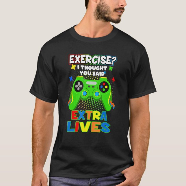 Extra Lives Video Game Controller Retro Gamer Boys T Shirt (Framsida)