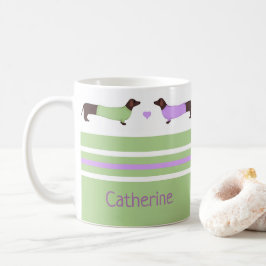 Extra Long Dachshunds - Mint Grönt och Lavender Kaffemugg