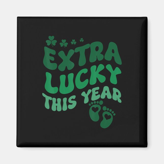 Extra Lucky Graviditetsannonsering St Patricks Day Magnet (Framsidan)