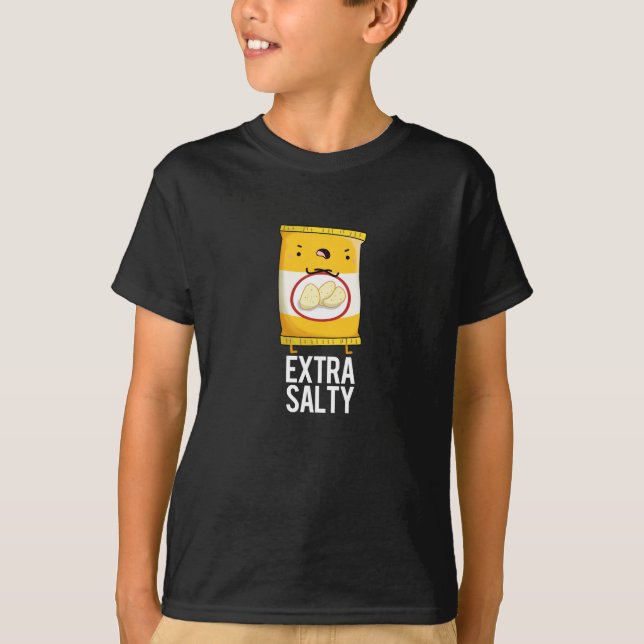 Extra Salty Funny Salty Snack Pun Mörk BG T Shirt (Framsida)