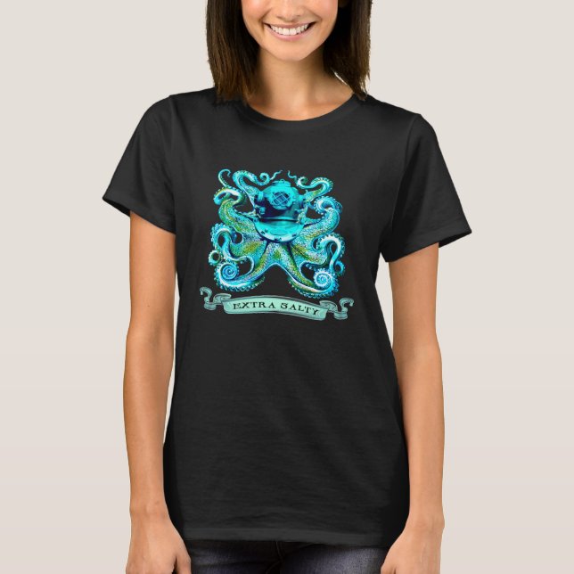Extra Salty Scuba Diver Octopus Deep Sea Diving Oc T Shirt (Framsida)