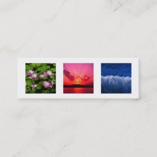Extra small 3-foto eller logotyp vit grått modern  mini visitkort