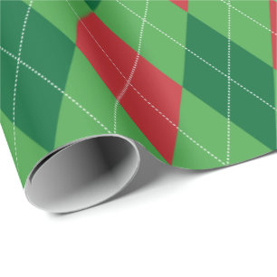 Extra stor röd och grön Argyle-inpackningspapper Presentpapper