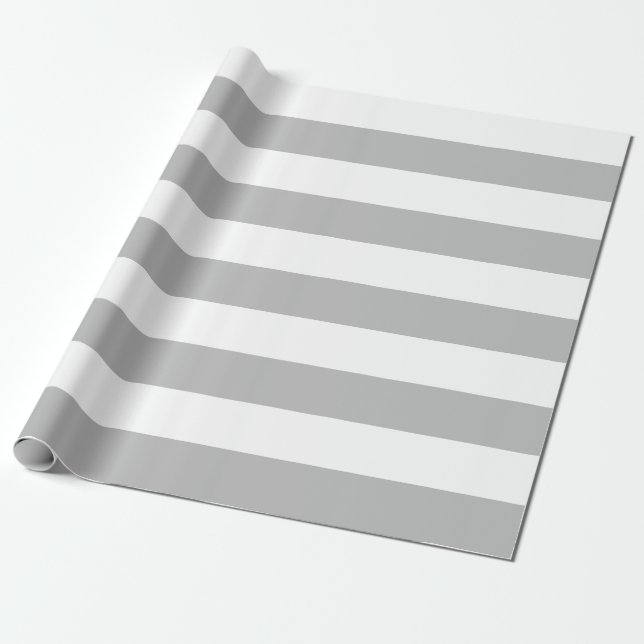 Extra Stora Grått- och Vita Rand-inslagningsmateri Presentpapper (Utrullad)