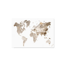 Extra stora Neutralt Färg World Map Canvas