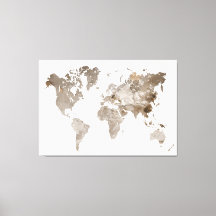Extra stora Neutralt Färg World Map Canvas