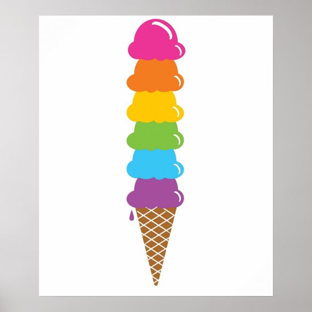 Extra Tall Rainbow Ice Cream Cone Poster (Framsidan)