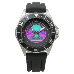 Extra Terrestrial Alien som flyger i UFO Armbandsur