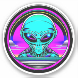 Extra Terrestrial Alien som flyger i UFO Klistermärken