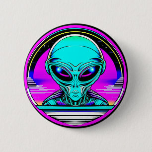 Extra Terrestrial Alien som flyger i UFO Knapp
