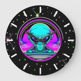 Extra Terrestrial Alien som flyger i UFO Stor Klocka