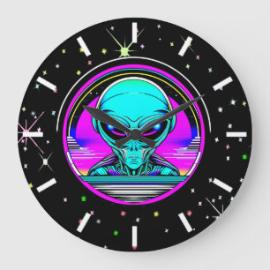 Extra Terrestrial Alien som flyger i UFO Stor Klocka
