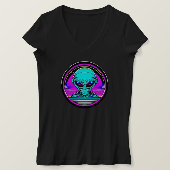 Extra Terrestrial Alien som flyger i UFO T Shirt (Design framsida)