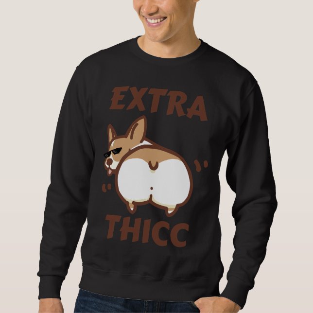Extra Thicc Corgi Lång Ärmad Tröja (Framsida)
