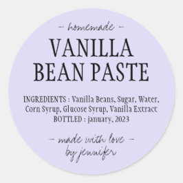 Extrakt av Lilac Vanilla Bean Paste Flaska Homemad Runt Klistermärke