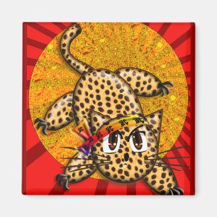 Extrakute Anime Leopard Kattunge Rainbow Head Band Magnet