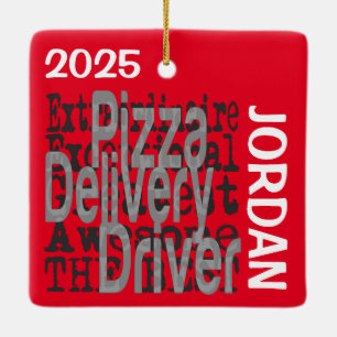 Extraordinaire-ANPASSNINGSBAR för Pizza Delivery D Julgransprydnad Keramik