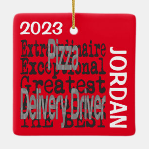 Extraordinaire-ANPASSNINGSBAR för Pizza Delivery D Julgransprydnad Keramik
