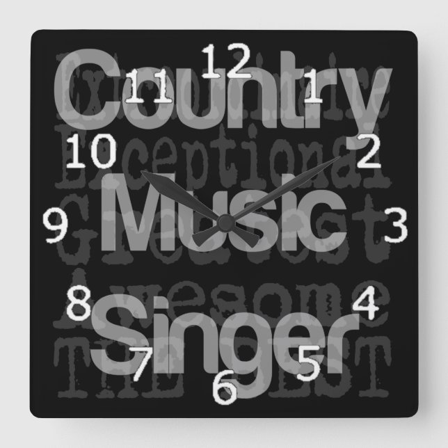Extraordinaire countrymusiksångare fyrkantig klocka (Framsida)
