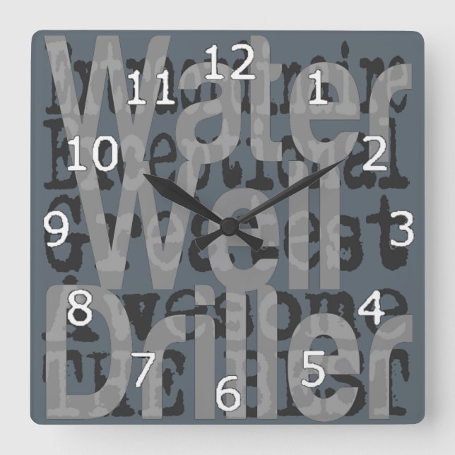 Extraordinaire vatten well Driller Fyrkantig Klocka (Framsida)