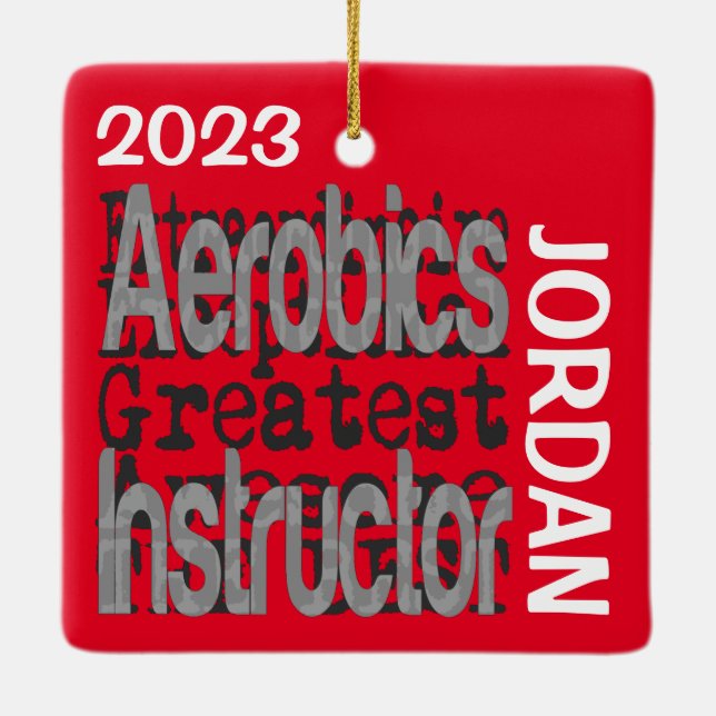 Extraordinär ANPASSNINGSBAR för Aerobics Instructo Julgransprydnad Keramik (Baksida)