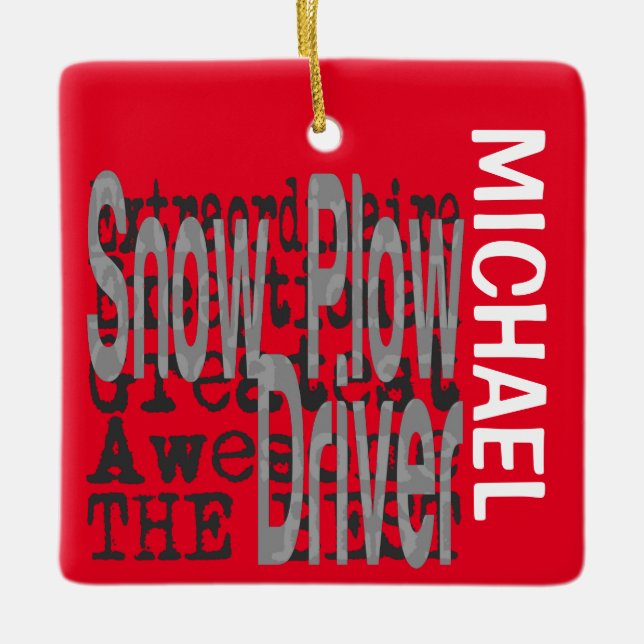 Extraordinär ANPASSNINGSBAR för drivrutin för snö Julgransprydnad Keramik (Framsida)