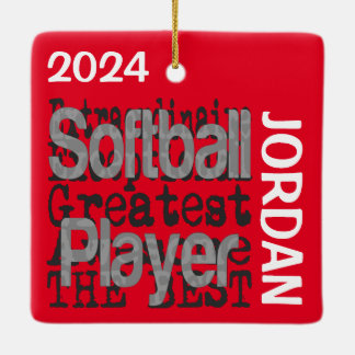 Extraordinär ANPASSNINGSBAR för Softball Player Julgransprydnad Keramik
