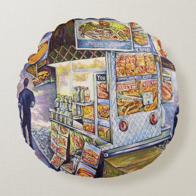 Extraordinär konstnärlig arbetsbelastning rund kudde (Framsidan)