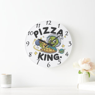 Extrateralt ljus: Alien Devoring Pizza Stor Klocka