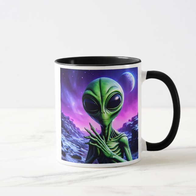 Extraterrestre énigmatique sous un ciel cosmique. mugg (Höger)
