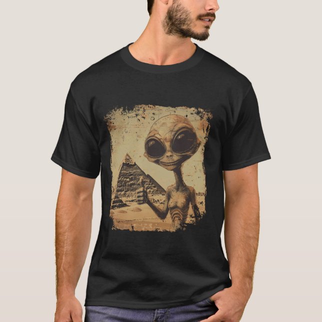 Extraterrestrial Alien Ancient Pyramids Thumbs Sci T Shirt (Framsida)
