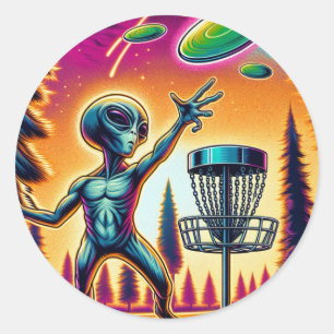 Extraterrestrial Alien Disk Golfing Runt Klistermärke