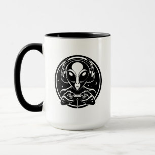Extraterrestrial Alien Gamer med hörlurar Mugg