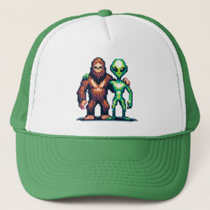 Extraterrestrial Alien Is och Bigfoot Pixel Art Keps