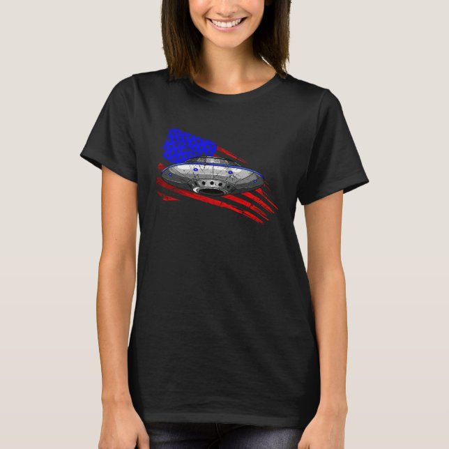 Extraterrestrial Space Craft American Flag Men Wom T Shirt (Framsida)