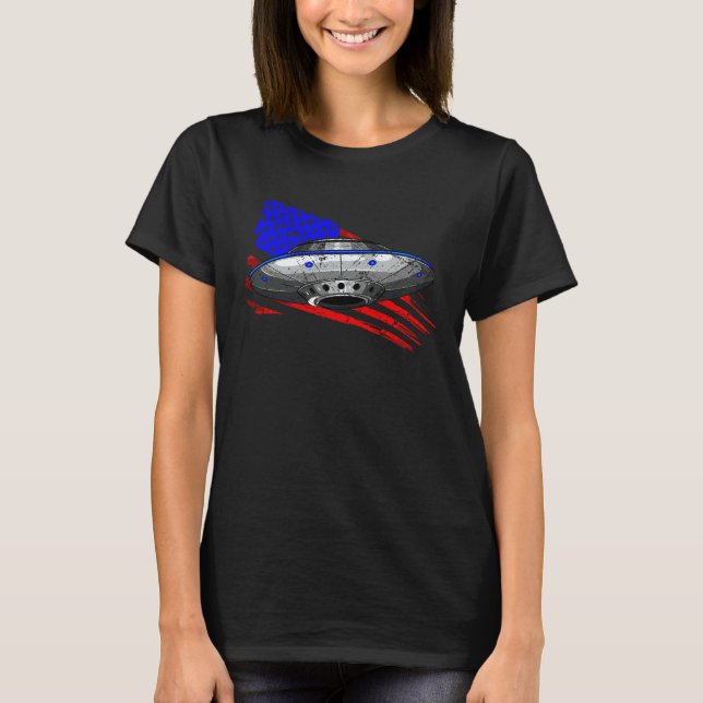 Extraterrestrial Space Craft American Flag Men Wom T Shirt (Framsida)