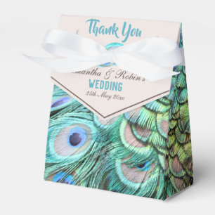 Extravagant Aqua Peacock Feathers Bröllop Presentaskar