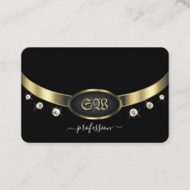 Extravagant Black och Guld Monogram och diamanter Visitkort