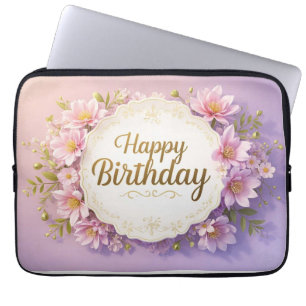 Extravagant blommigt födelsedag för lyxig elegant laptop fodral