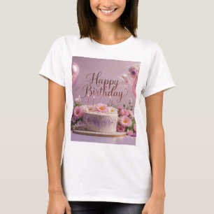 Extravagant blommigt födelsedag för lyxig elegant t shirt